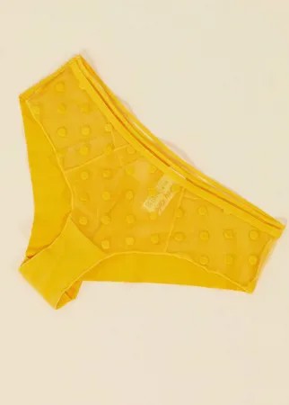 Желтые трусы с сетчатой вставкой в горошек Curvy Kate-Желтый