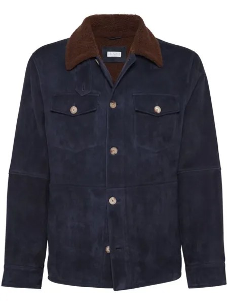 Brunello Cucinelli куртка с меховым воротником, синий