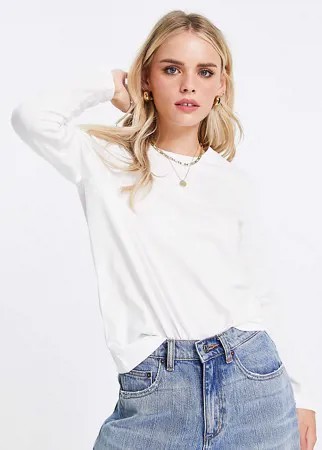 Белый лонгслив из смесового органического хлопка ASOS DESIGN Petite