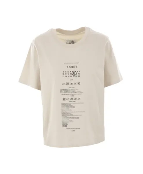 Хлопковая футболка с этикеткой с указаниями по уходу Mm6 Maison Margiela, бежевый