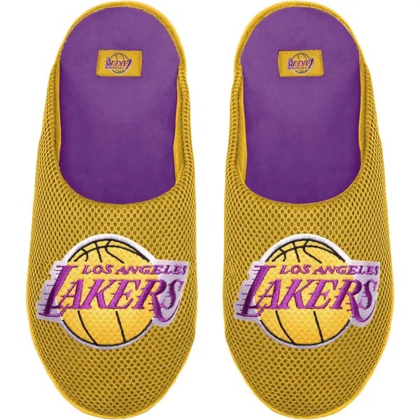 Мужские слиперы с цветными блоками и большим логотипом FOCO Los Angeles Lakers