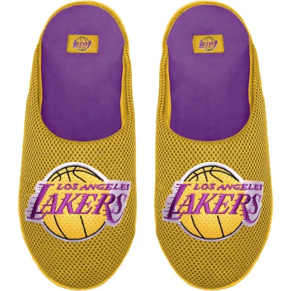 Мужские слиперы с цветными блоками и большим логотипом FOCO Los Angeles Lakers