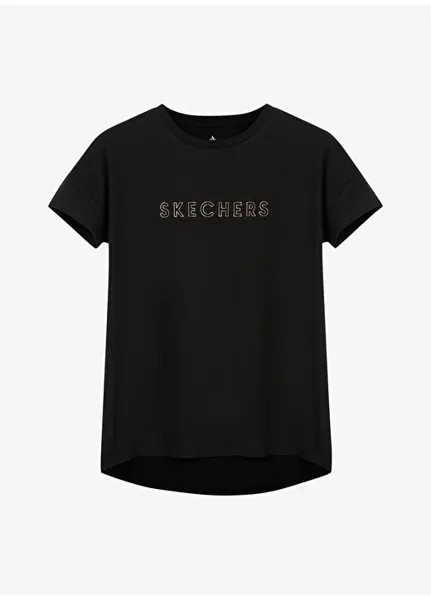 Однотонная черная женская футболка с круглым вырезом S231293-001 W Футболка с круглым вырезом и графикой Skechers, черный