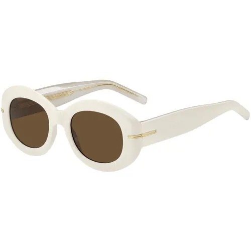 Солнцезащитные очки BOSS, овальные, оправа: пластик, с защитой от УФ, для женщин, серый