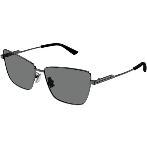 Солнцезащитные очки Bottega Veneta, кошачий глаз, оправа: металл, для женщин, серебряный