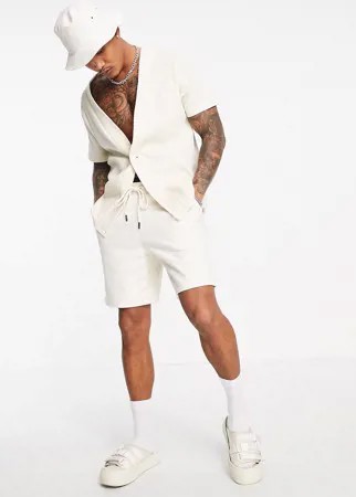 Бежевые шорты в стиле oversized из флиса (от комплекта) ASOS DESIGN-Светло-бежевый