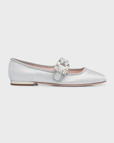 Металлизированные балетки Mary Jane Crystal Roger Vivier