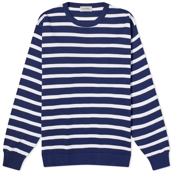 Свитер John Smedley Teller Stripe Crew Knit, цвет French Navy & White