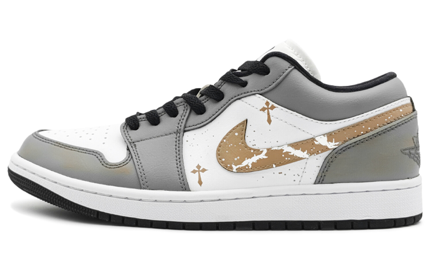 Кроссовки Air Jordan 1 Vintage Basketball Shoes Women's Low-top White/grey/gold, золотой