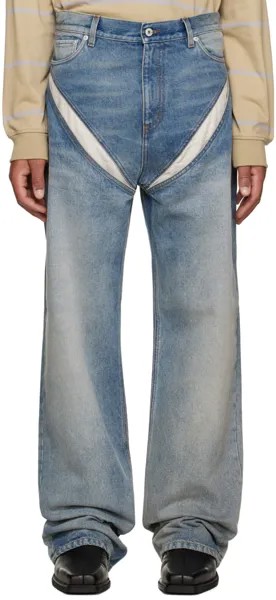 Прополосканные синие джинсы с вырезом Y/Project