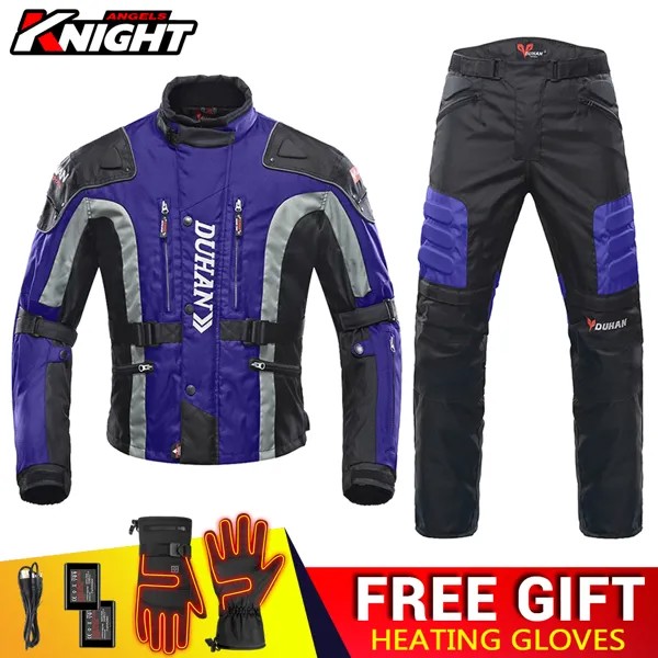 Мотоциклетная куртка, зимние перчатки с подогревом в подарок, гоночная куртка, защитная подкладка, мотоциклетная куртка, водонепроницаемый...