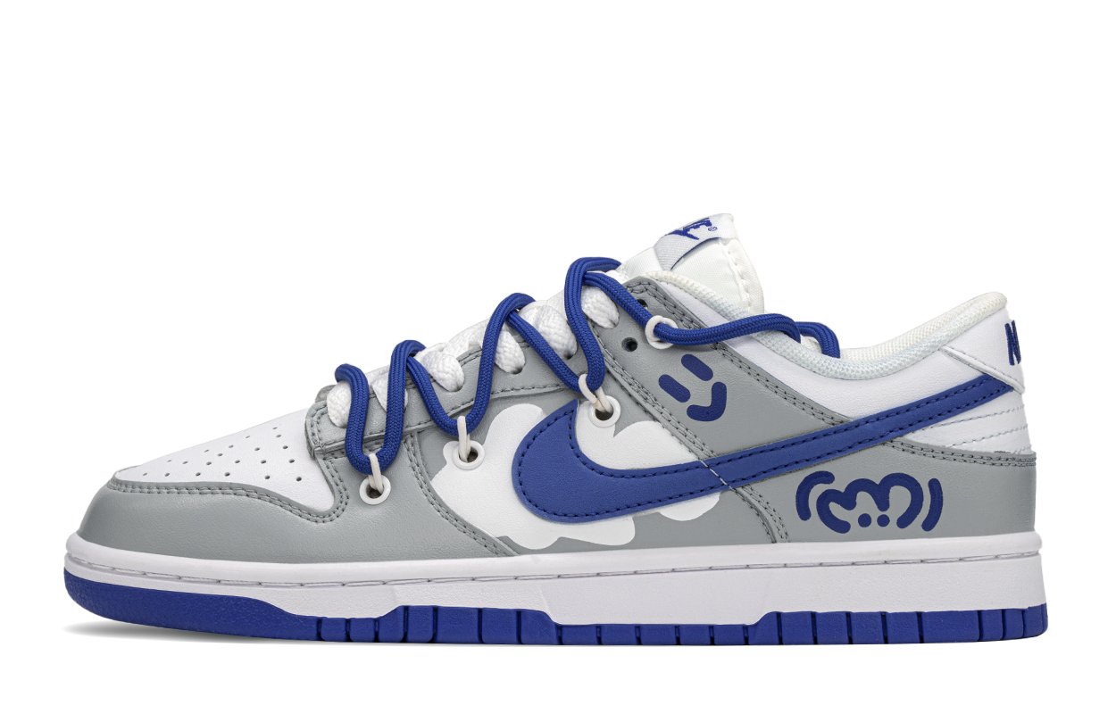 Кроссовки Nike Dunk Skateboarding Shoes Women's Low-top White/Gray/Blue, синий