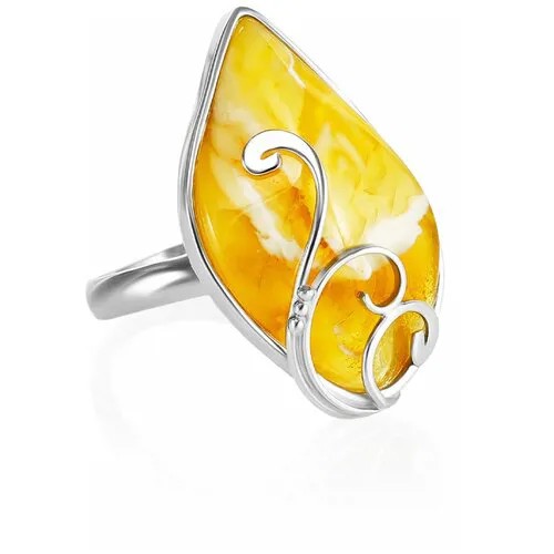 Amberholl Нежное серебряное кольцо с натуральным балтийским янтарём медового цвета «Риальто»