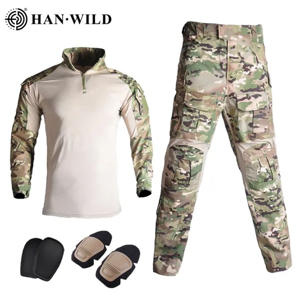 Костюм в стиле милитари HAN WILD G3, тактическая камуфляжная униформа, Мужская армейская одежда, рубашка и брюки в стиле милитари для страйкбола ...