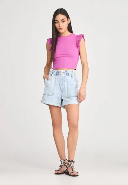 Базовая футболка CROP MANICHE CON BALZE Terranova, цвет Viola