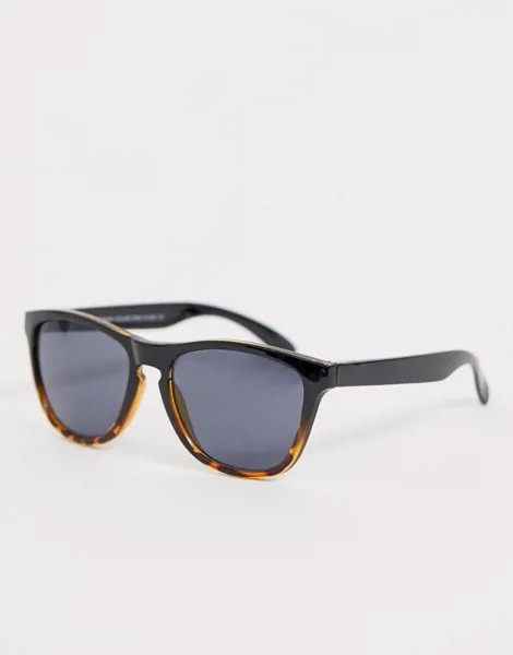 Квадратные солнцезащитные очки в оправе комбинированного цвета (черный / черепаховый) SVNX