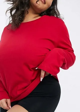 Комбинируемый пижамный лонгслив из трикотажа красного цвета ASOS DESIGN Curve-Красный