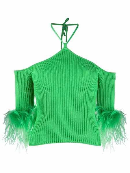 Giuseppe Di Morabito ribbed-knit ostrich-feather top