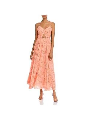 AMUR Женское платье макси с оранжевой подкладкой на тонких бретельках и V-образным вырезом для вечеринок + расклешенное платье 0
