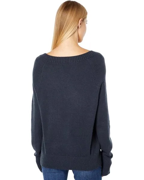 Свитер Elliott Lauren Cozy Yarn V-Neck Sweater w/ Side Seam Button Details, цвет Steel