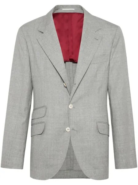 Brunello Cucinelli шерстяной костюм с однобортным пиджаком, серый