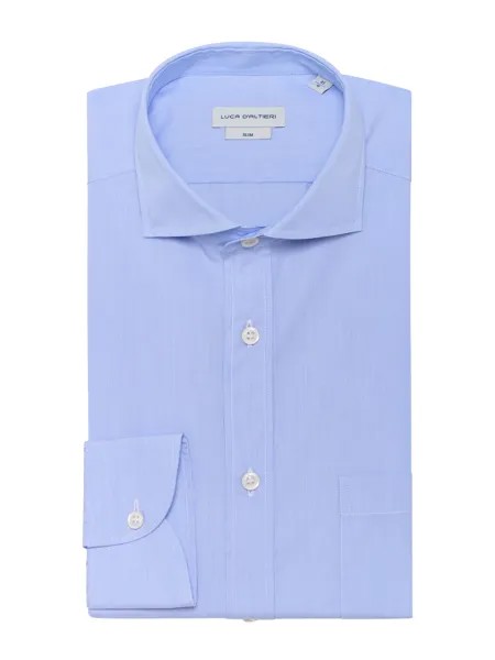 Luca D'Altieri повседневная рубашка приталенного кроя из поплина из чистого хлопка, голубой
