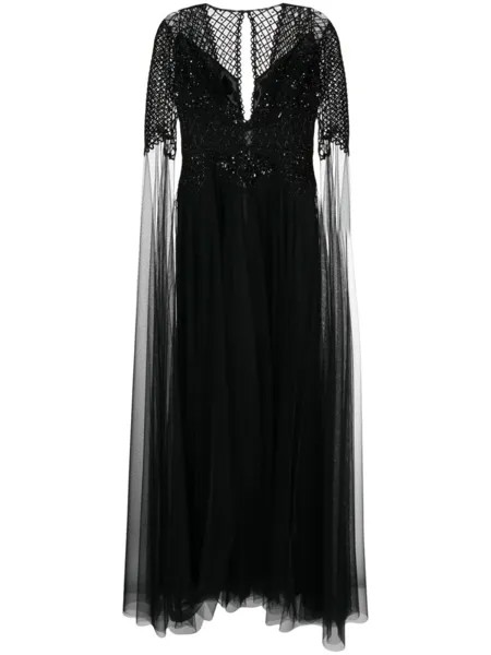 Платье с разрезами на рукавах Zuhair Murad, черный