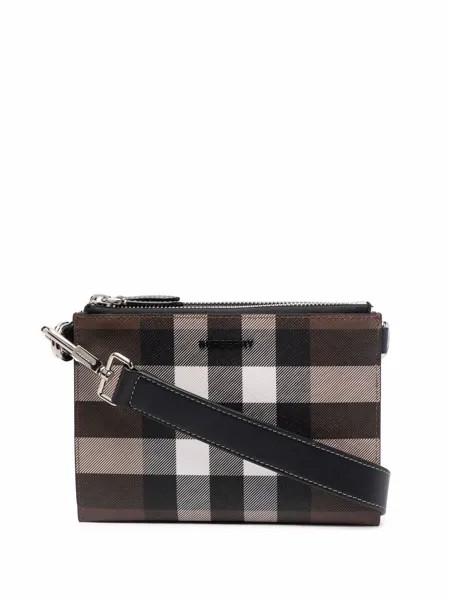 Burberry check-pattern leather shoulder bag