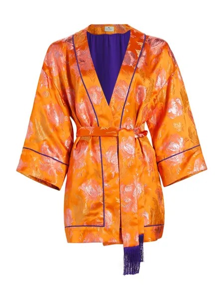 Куртка-кимоно из жаккарда с цветочным принтом Etro, оранжевый