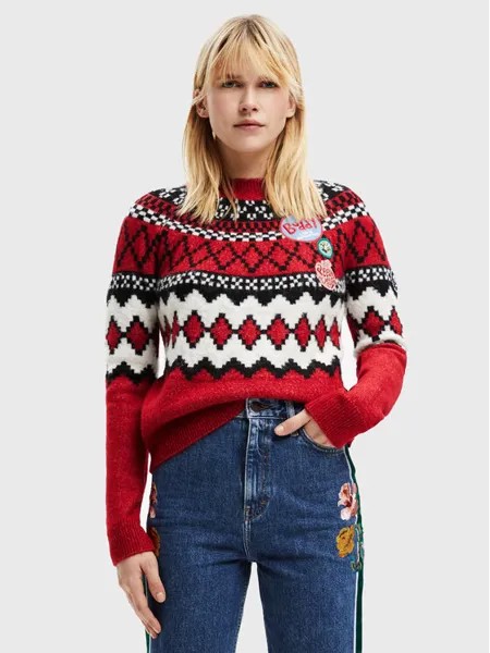 Пуловер свободного кроя Desigual, красный