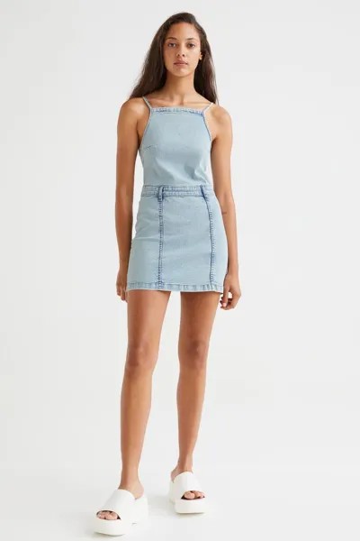 Джинсовое облегающее платье H&M, светло-голубой деним