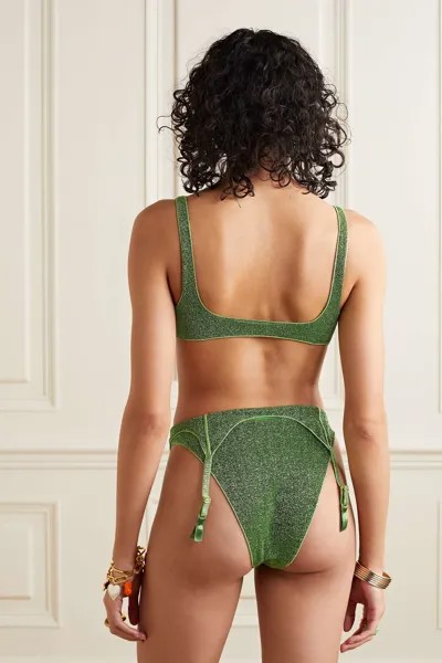 OSÉREE бикини Lumière Sporty Belt из эластичного люрекса, зеленый