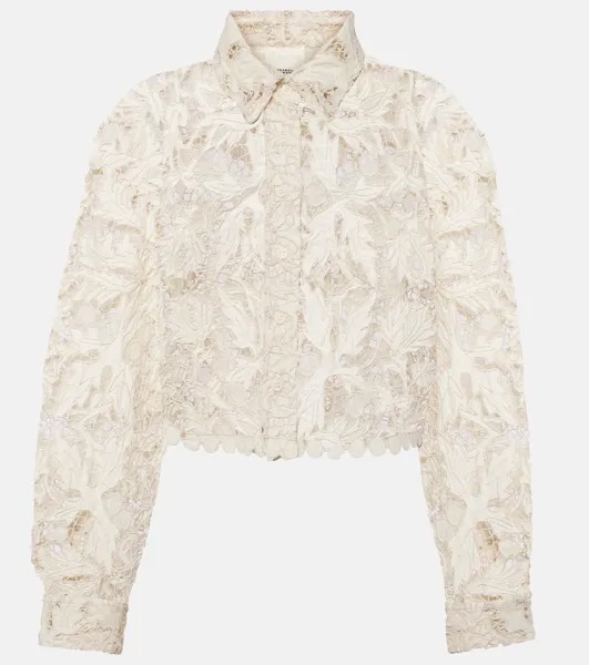 Укороченная рубашка из хлопкового кружева Isabel Marant, белый