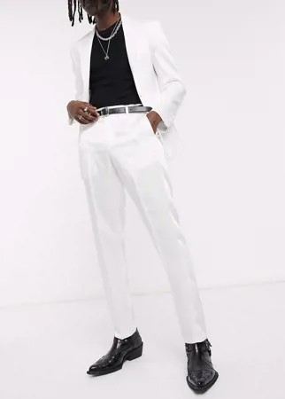 Блестящие белые брюки скинни под смокинг ASOS DESIGN-Белый