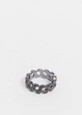 Серебристое кольцо в виде цепочки страз ASOS DESIGN-Серебряный