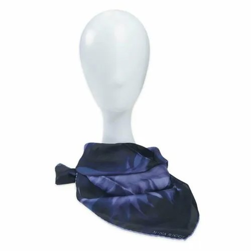 Платок NINA RICCI, натуральный шелк, 70х70 см, фиолетовый, черный
