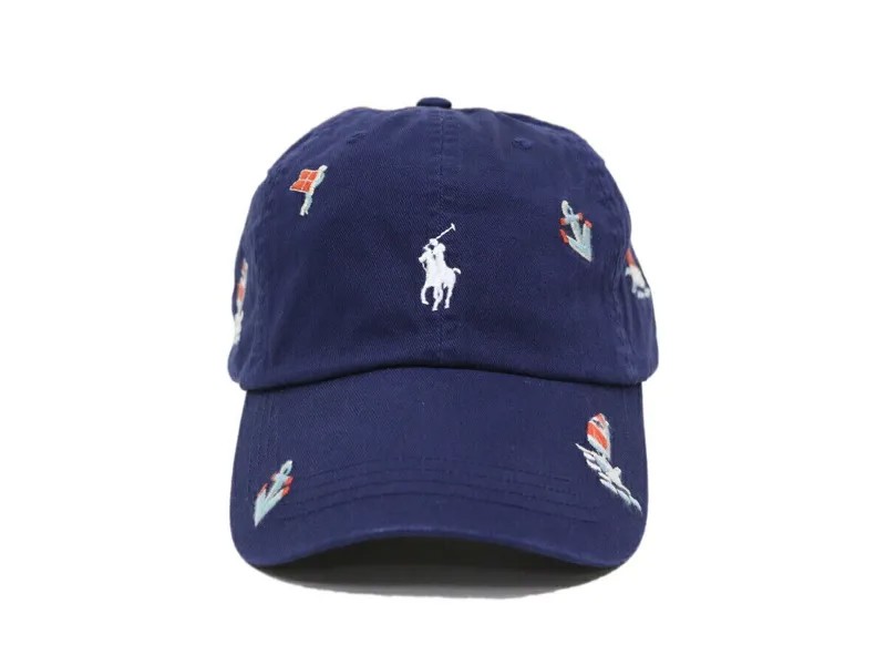 Бейсбольная кепка Polo Ralph Lauren в морском стиле - темно-синяя с якорями, лодками