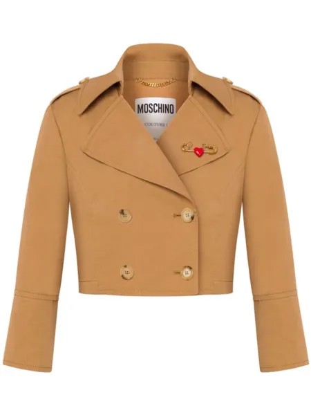 Moschino укороченный двубортный жакет, нейтральный цвет