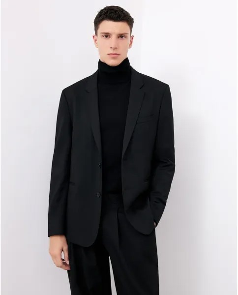 Классический мужской пиджак черного цвета с двумя пуговицами и однотонным принтом Adolfo Dominguez, черный