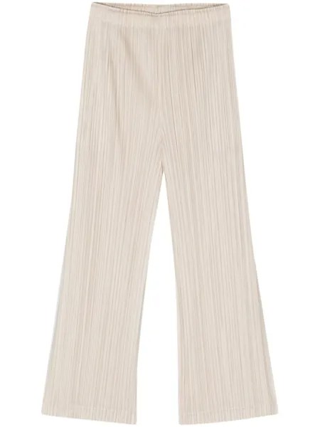 Pleats Please Issey Miyake плиссированные брюки прямого кроя, нейтральный цвет