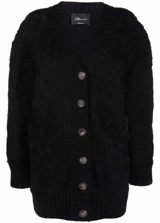 Blumarine шерстяное кардиган-пальто с цветочной вышивкой