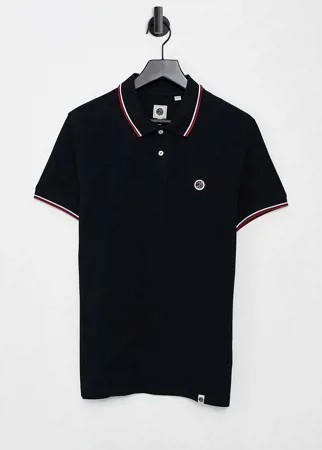 Черное поло из пике с окантовкой и логотипом Pretty Green-Черный цвет