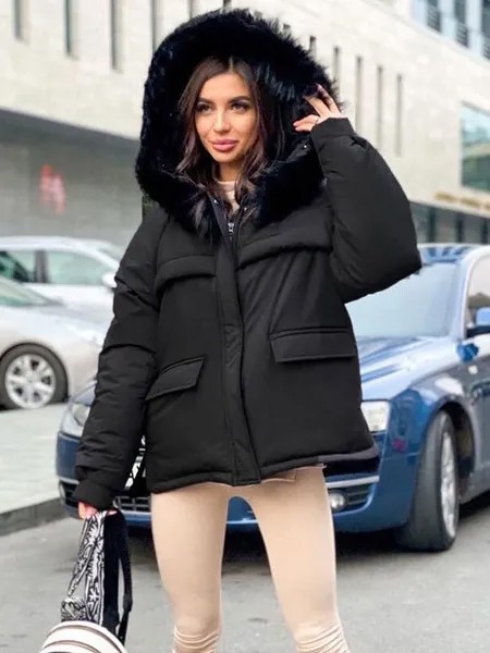 Milanoo Puffer Coats For Women Black Wind Proof Stand Collar Zipper Long Sleeves Outerwear