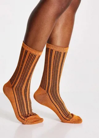 Оранжевые носки в полоску Selected Femme-Оранжевый цвет