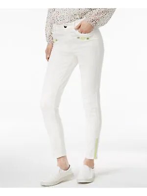 Женские джинсы CYNTHIA ROWLEY цвета слоновой кости с вышивкой. Размер: 14.