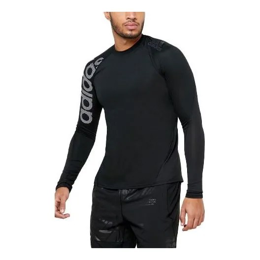 Футболка Men's adidas Logo Printing Round Neck Pullover Long Sleeves Black T-Shirt, черный