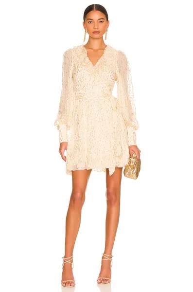 Платье мини Zimmermann Wrap, цвет Cream & Gold