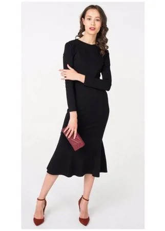 Платье-миди с юбкой годе и длинными рукавами T-Skirt 16AW-03-0050-FS Черный 44