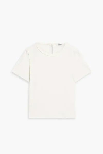Футболка Sola из хлопкового джерси с тесьмой Joie, слоновая кость