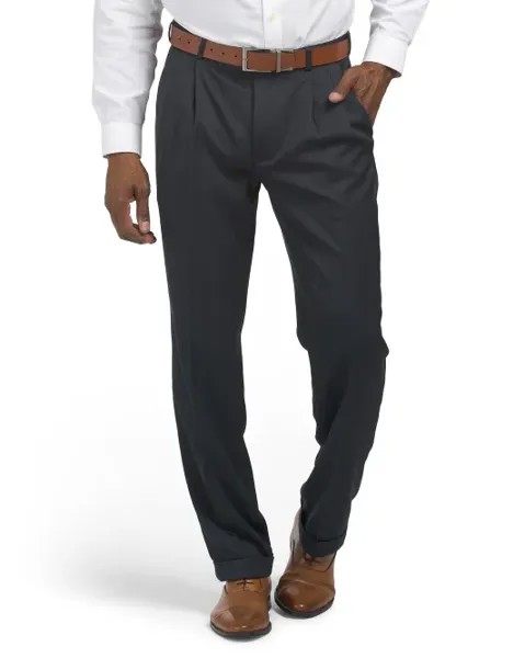 Плиссированные меланжевые брюки Perry Ellis Portfolio, цвет Twilight